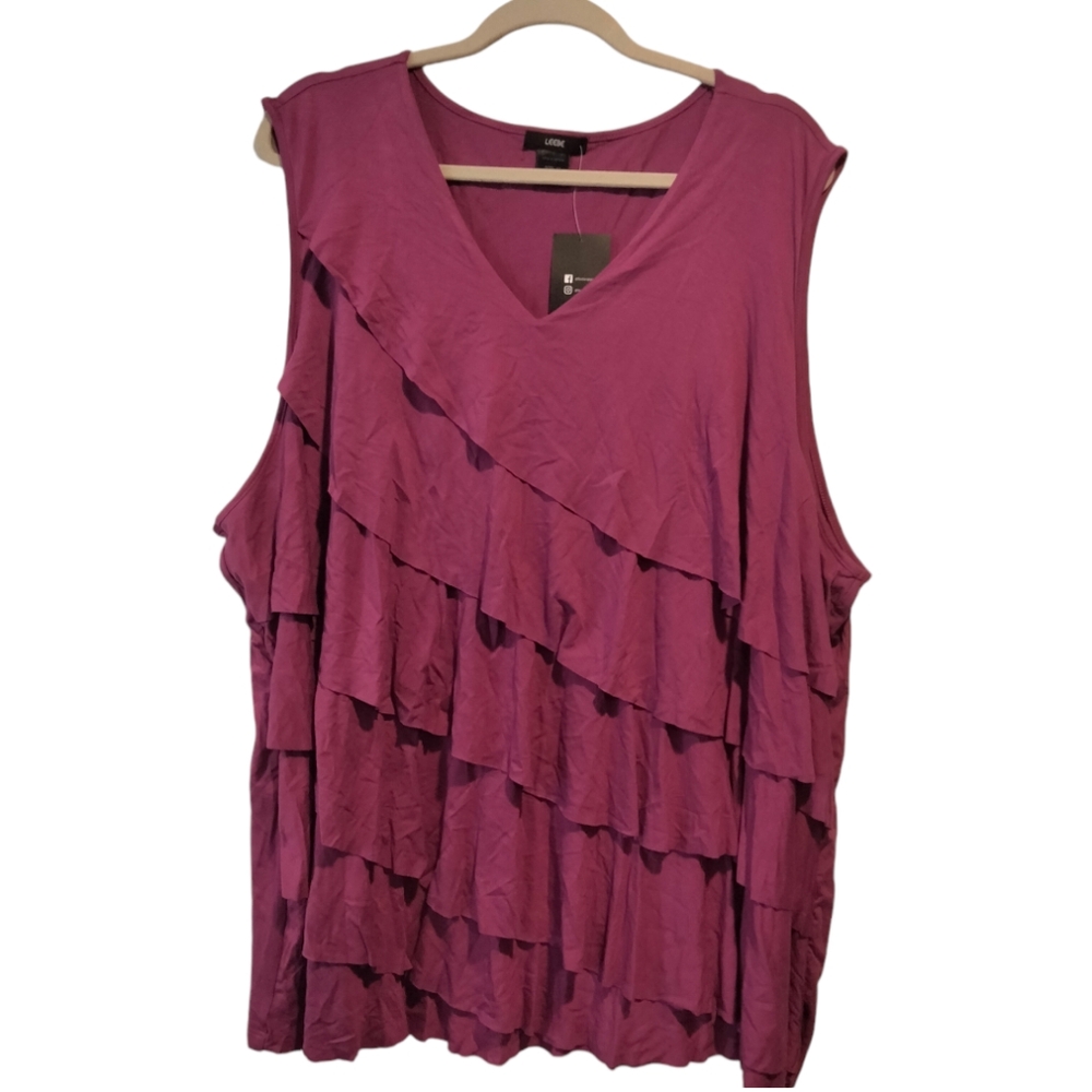 Purple Ruffle Sleeveless Top Size 5X